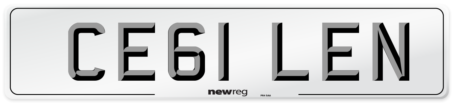 CE61 LEN Number Plate from New Reg
